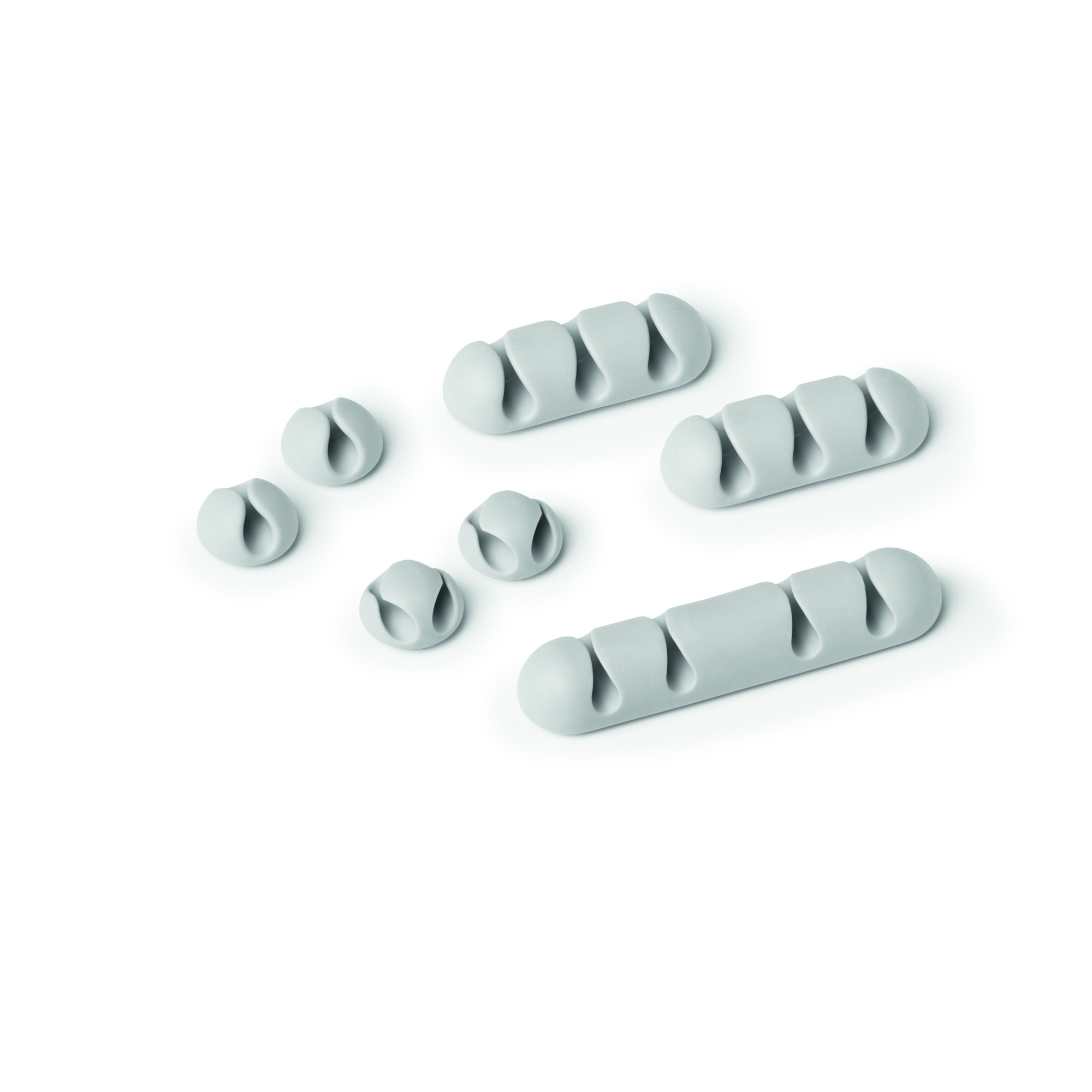 Durable Cavoline Set of 7 Self-Adhesive Cable Clips, Multi-Size, Gray, Model# 504110